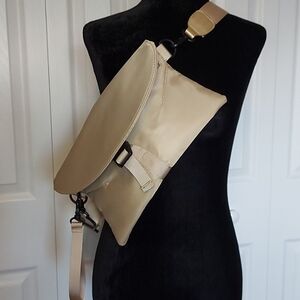 Gold trim nylon belt/cross body bag/clutch